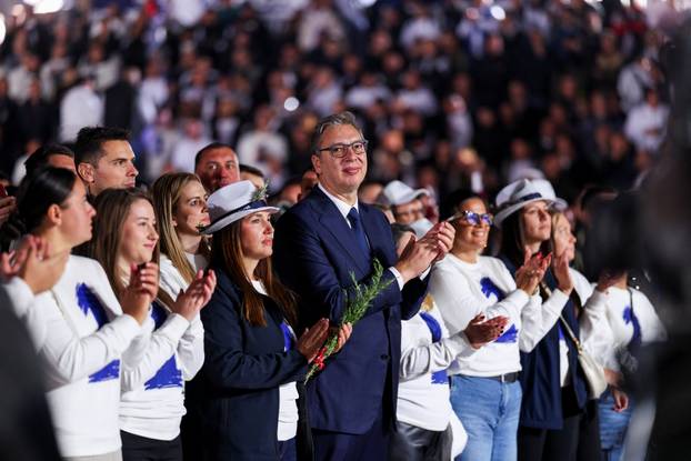Serbian Progressive Party (SNS) candidate for Prime Minister Aleksandar Vucic attends a pre-election rally in Novi Sad