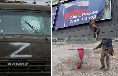 Rusi panično bježe, beznadno leže po cesti, a Ukrajinci slave: Skidaju i pale ruske zastave