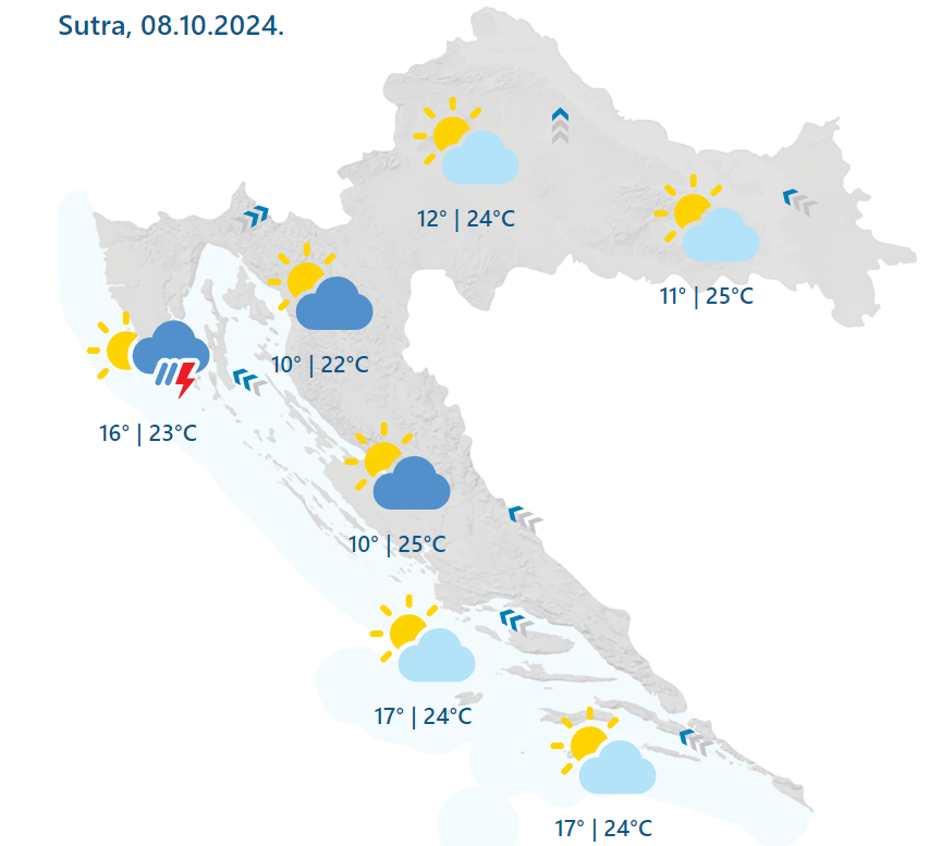 Stiže grmljavinsko nevrijeme. Na Jadranu udari juga. Na snazi je i narančasti meteoalarm