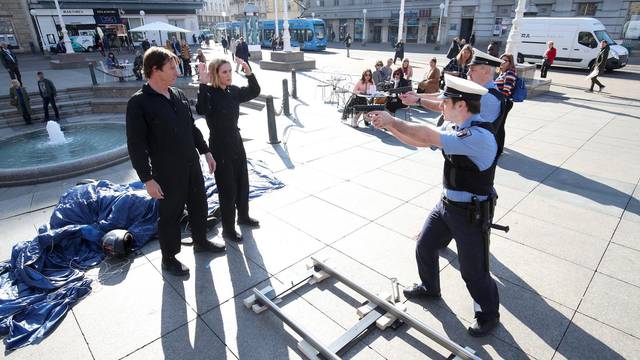Zagreb: Snimanje serije "Medical police" globalnog streaming servisa Netflix na glavnom Trgu