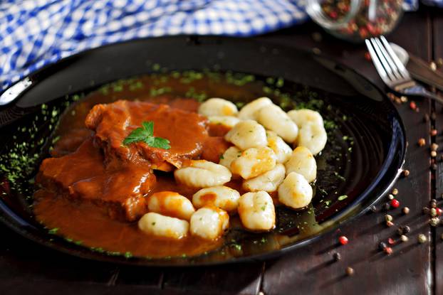 Pasticada,With,Gnocchi,,Beef,Stew,In,A,Sauce.,Croatian,Cuisine