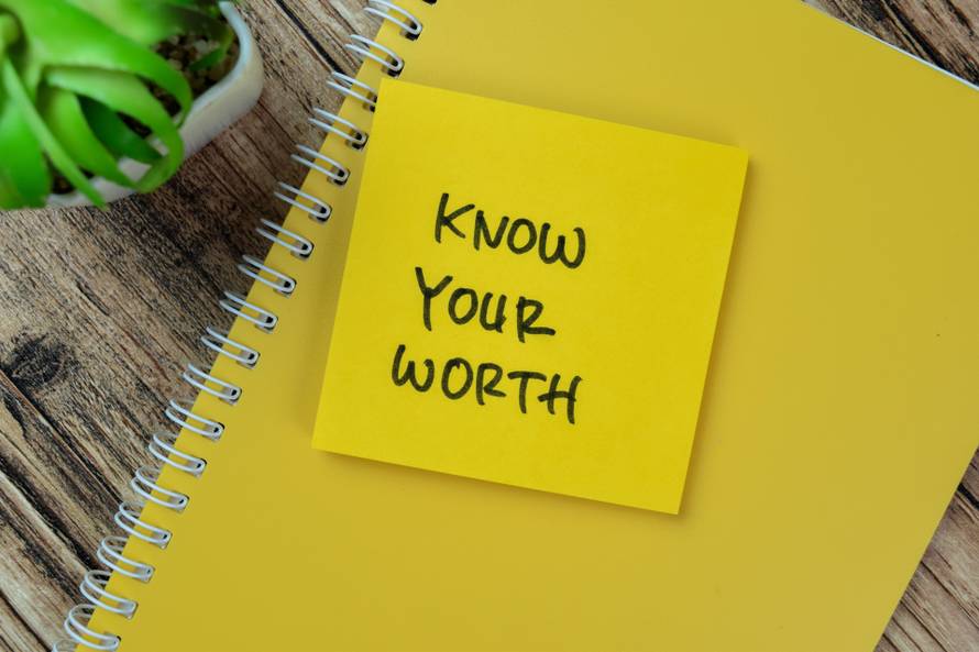 Concept,Of,Know,Your,Worth,Write,On,Sticky,Notes,Isolated