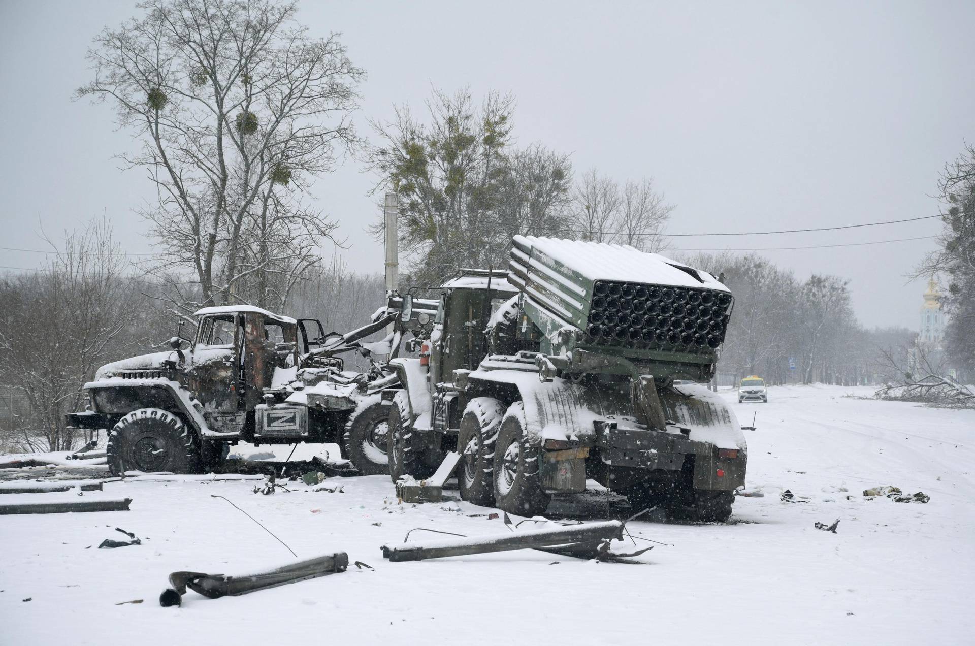 A view shows destroyed Russian Army multiple rocket launchers in Kharkiv