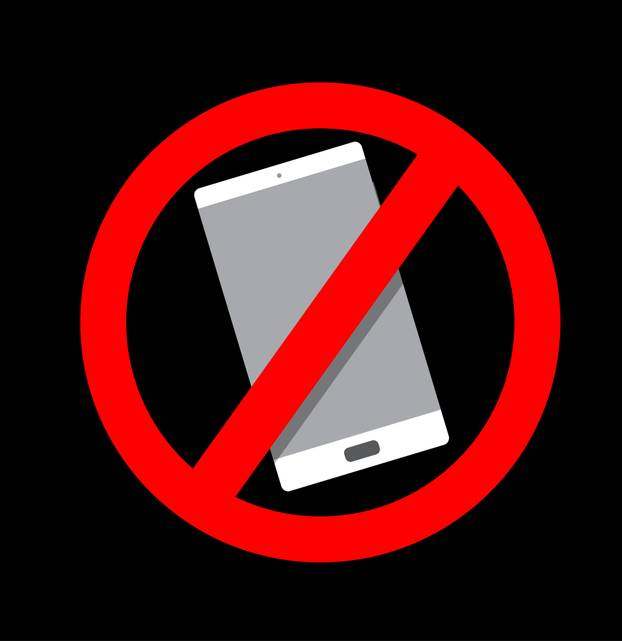 Forbidden use of electronic device vector illustration. 