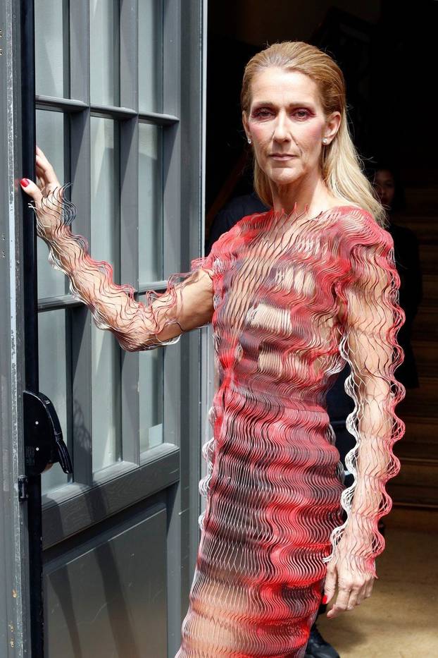 Celine Dion arrives at the fashion show Iris van Herpeni haute couture Fall-Winter 2019/2020 in Paris