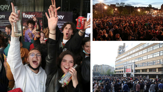 Tisuće mladih izašlo na ulice Bruxellesa kako bi proslavili kraj noćnog policijskog sata