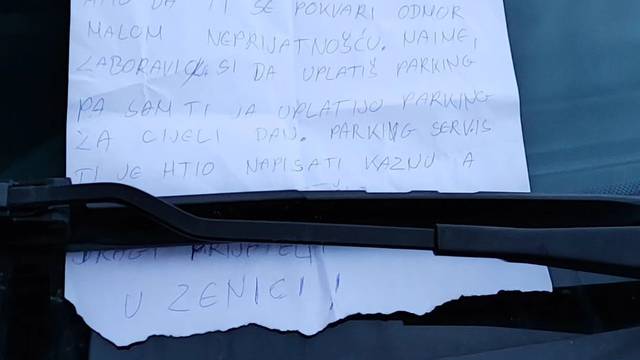 FOTO Turiste iz Srbije zatekla je neočekivana poruka na šajbi u Zenici: 'Nisam htio neugodnosti'