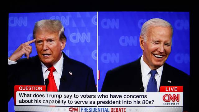 Joe Biden and Donald Trump presidential debate in Atlanta - 28 Jun 2024