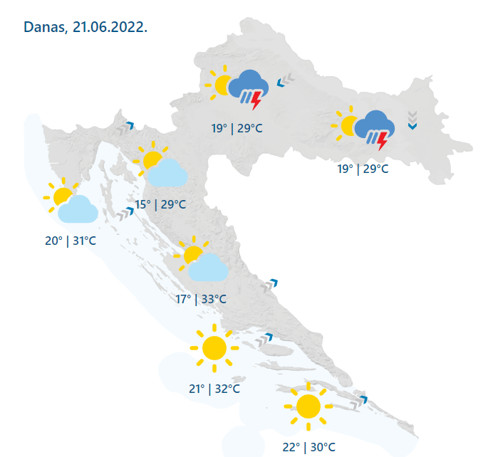 Vrućina pa oluje: Drugi stupanj upozorenja za moguće jače nevrijeme u tri hrvatske regije