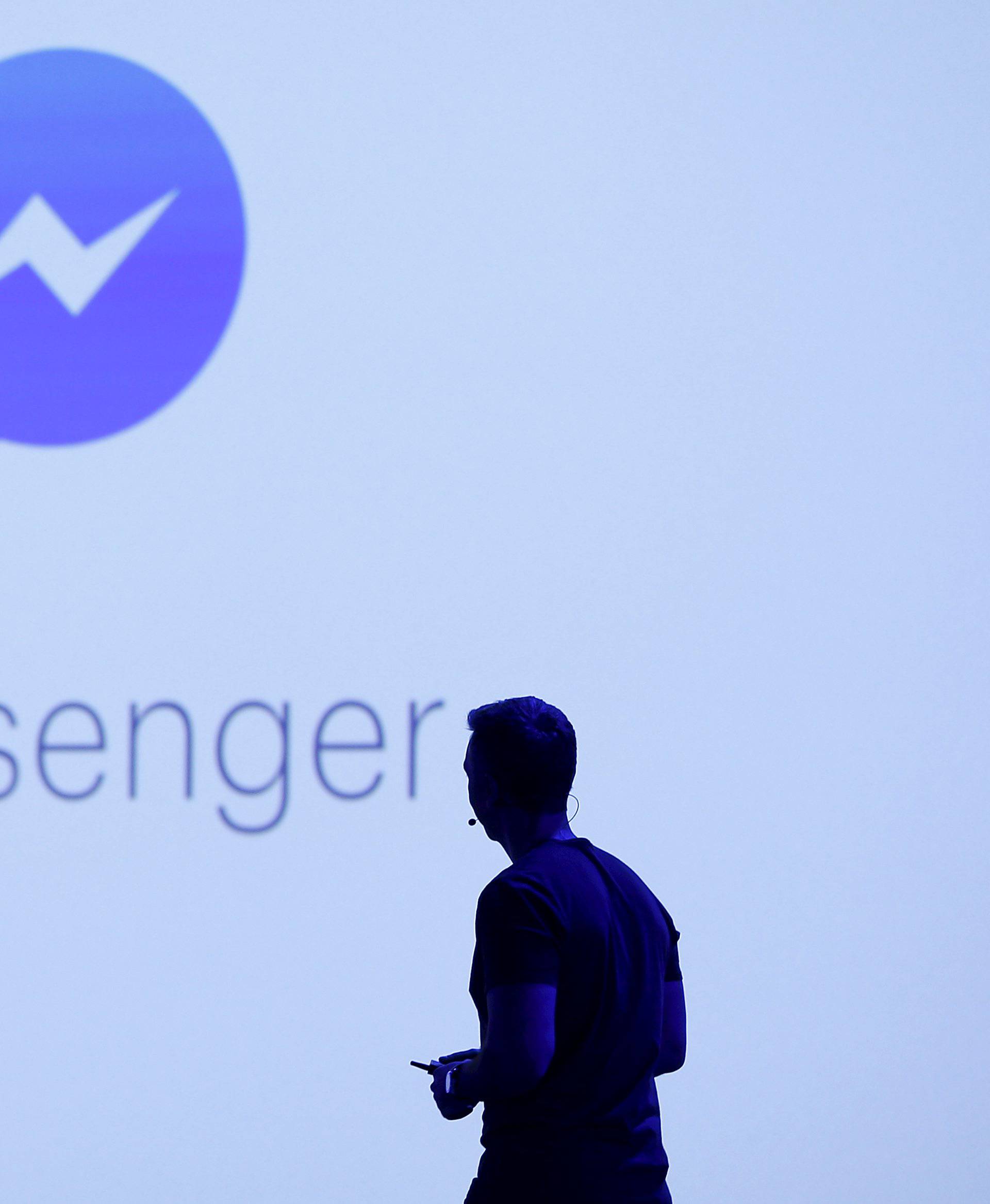 Facebook Vice President of Messaging Products David Marcus is seen stage during the Facebook F8 conference in San Francisco, California