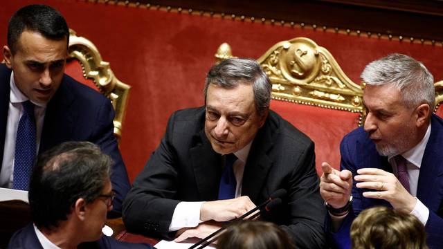 Italian PM Draghi addresses Senate in Rome