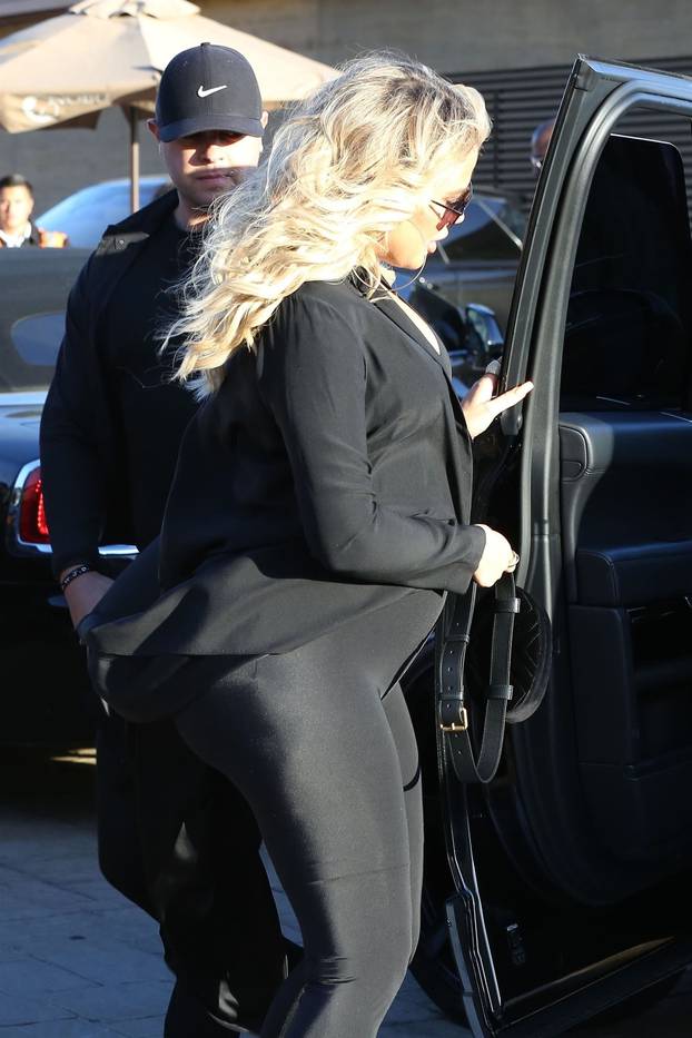 Khloe Kardashian seen leaving Nobu with Kris Jenner and Scott Disick in Malibu