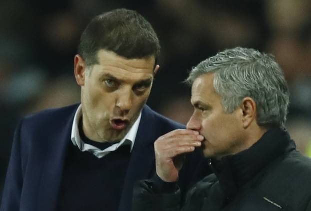 Manchester United manager Jose Mourinho and West Ham United manager Slaven Bilic speak