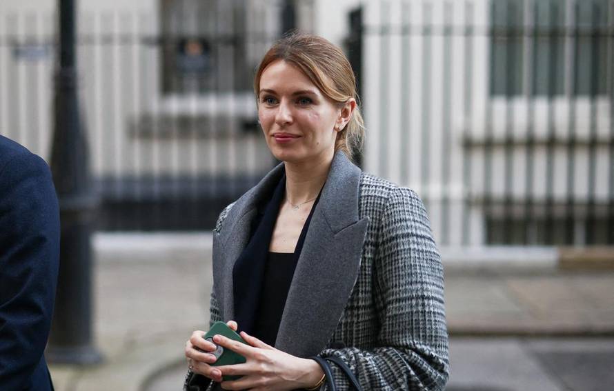 Ukraine's ambassador to the United Kingdom Vadym Prystaiko and Ukrainian Member of Parliament Lesia Vasylenko leave Number 10 Downing Street