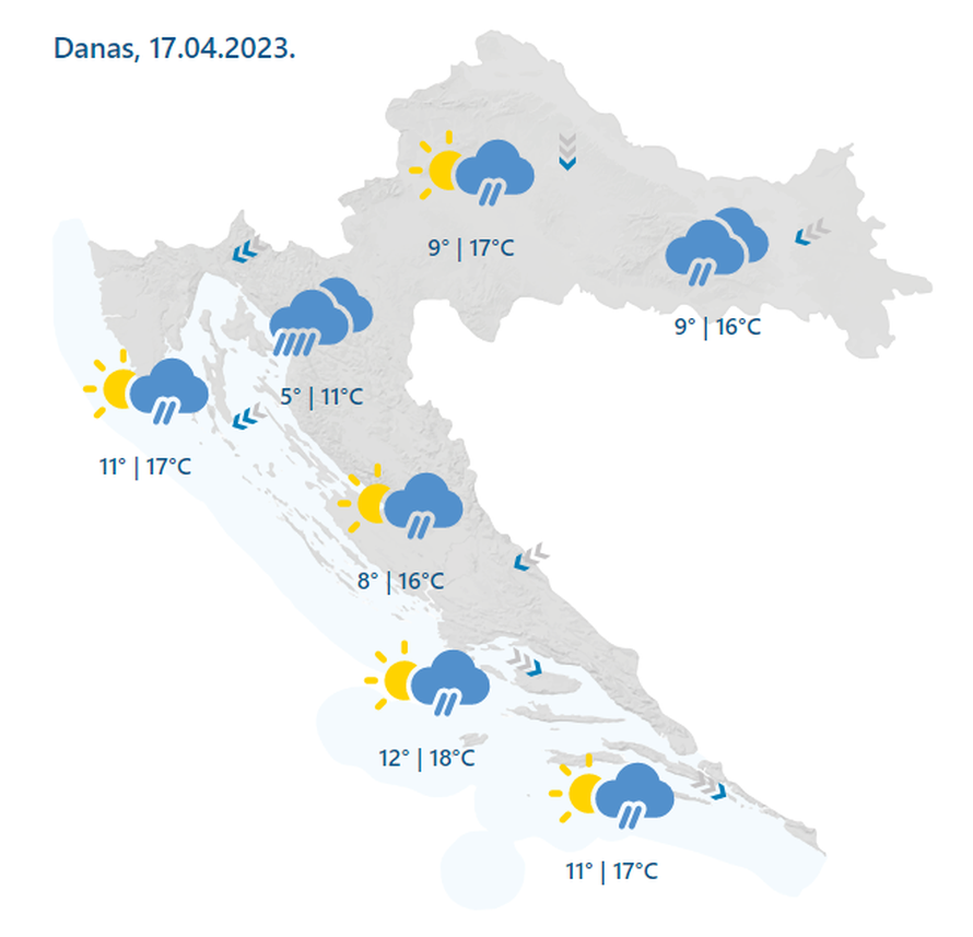 Prevrtljivo proljeće: Oblaci, kiša i jak vjetar na Jadranu. Izdali upozorenje za dijelove zemlje
