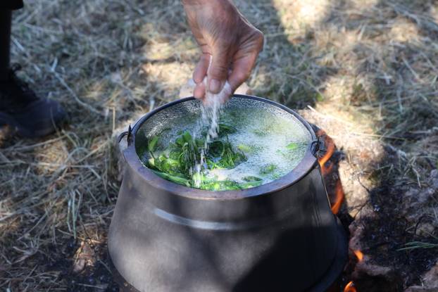 Vodice:Tradicionalni prvosvibanjski piknik u Rakitnici,spremanje divljeg zelja i pulente.