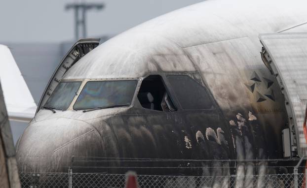 Airplane damaged by fire
