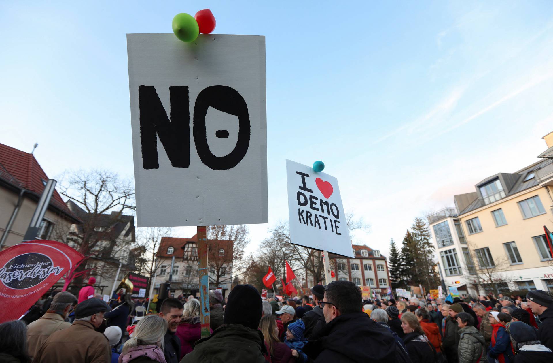 Demonstration against AfD and right-wing extremism, in Eichwalde near Berlin