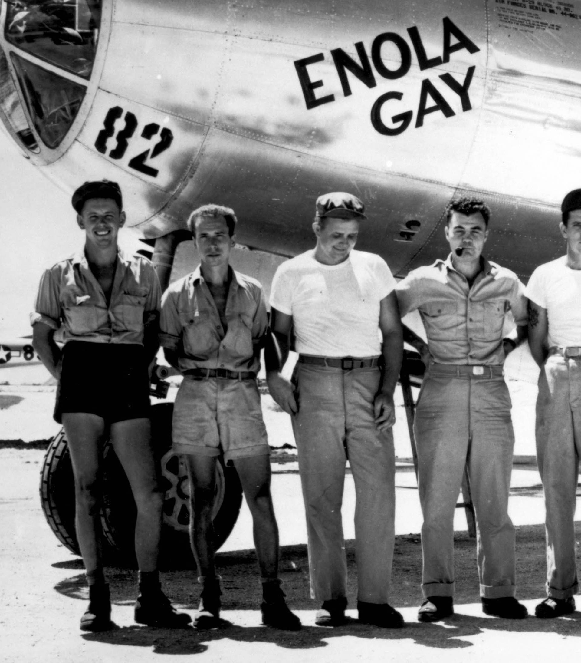 Enola Gay crew drops first atomic bomb on Hiroshima