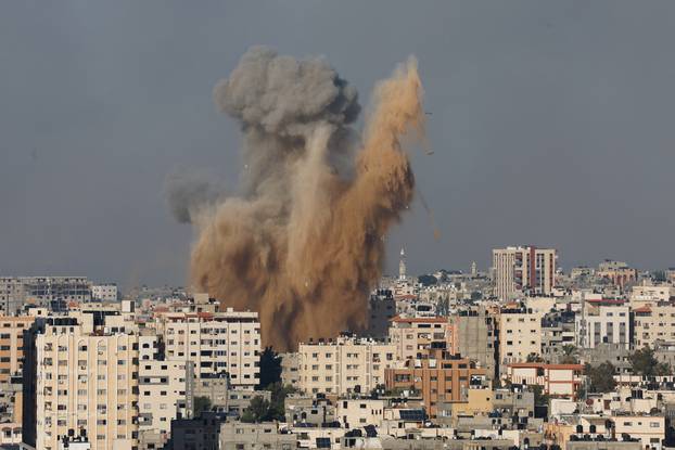 Smoke rises following Israeli strikes in Gaza