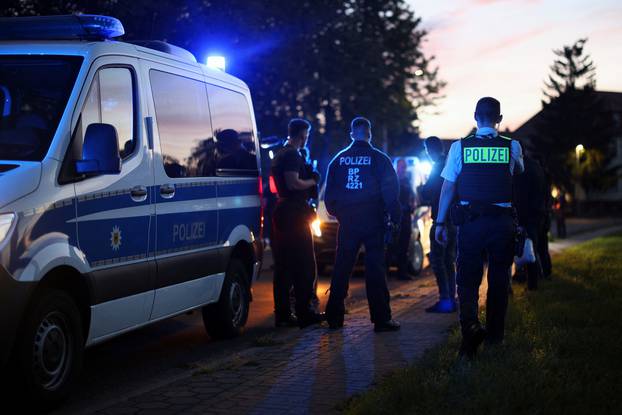 German police patrol along the German-Polish border to prevent illegal migration, near Forst