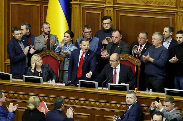 Radical party leader Lyashko attends a parliament session in Kiev