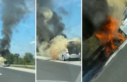 VIDEO Na zagrebačkoj obilaznici izgorio BMW, širio se gusti dim