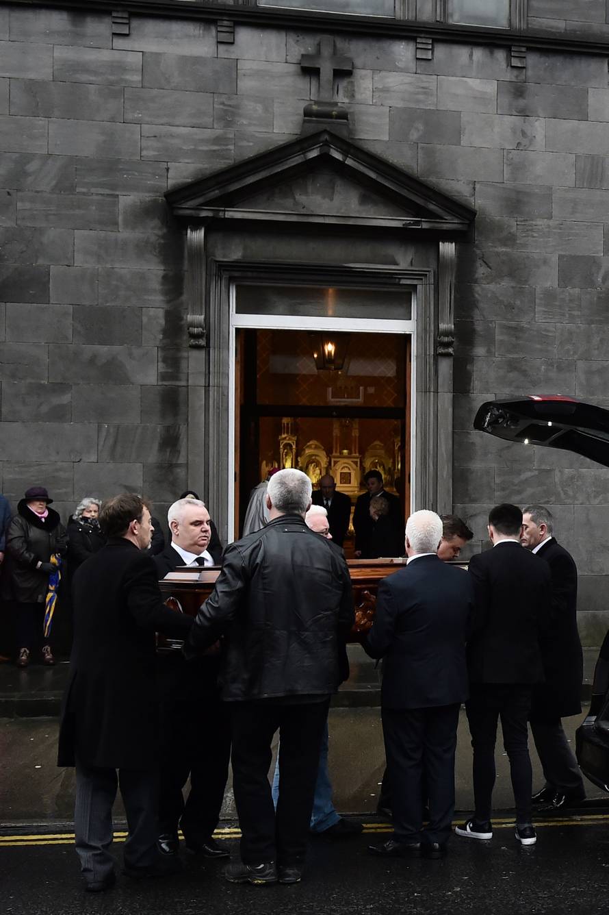 The coffin of Dolores O'Riordan, singer with the Cranberries is brought into St. Joseph's Church for a public reposal in Limerick