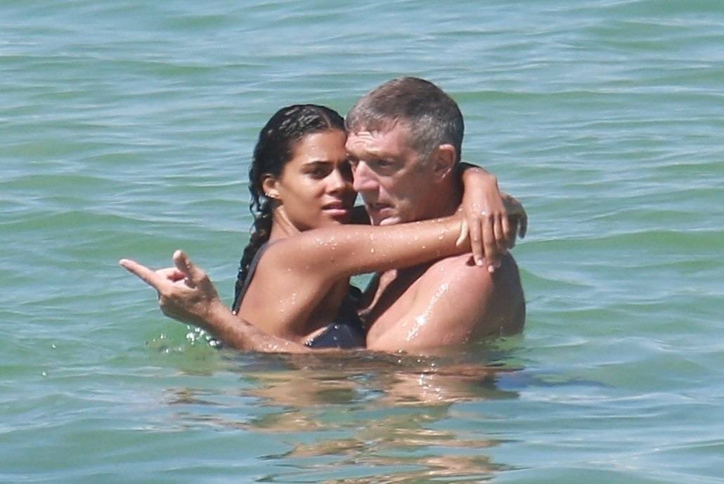 *EXCLUSIVE* Shirtless Vincent Cassel joins bikini-clad model girlfriend Tina Kunakey on beach break in Brazil