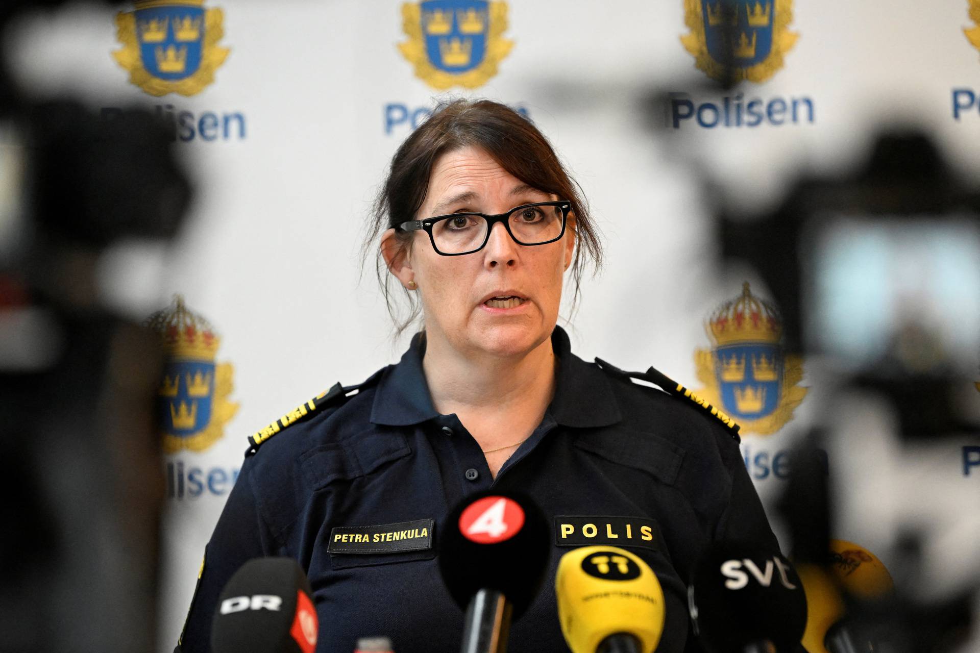 Police chief Petra Stenkula attends a press conference regarding the shooting at Emporia Shopping Center, in Malmo