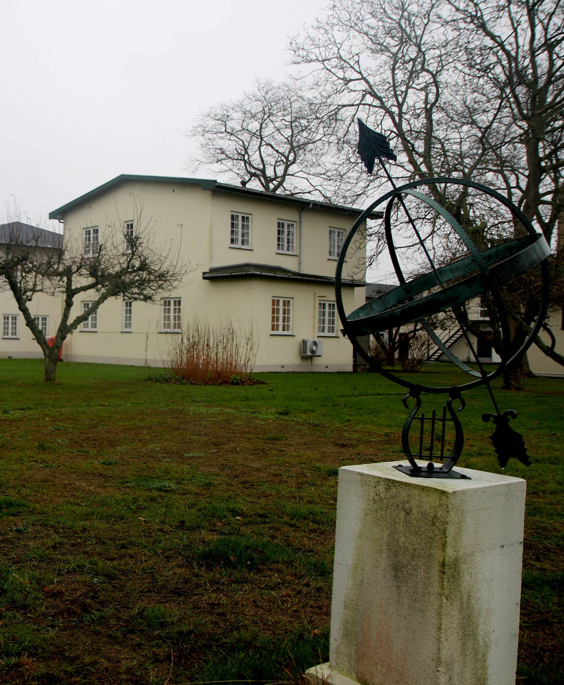 Buildings are seen on Lindholm Island