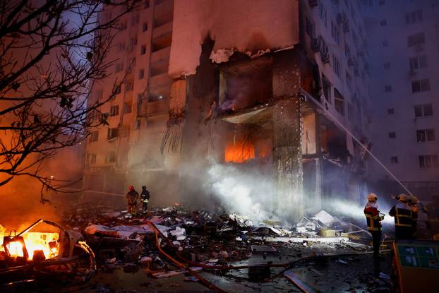 Aftermath of Russian missile and drone attack in Kyiv