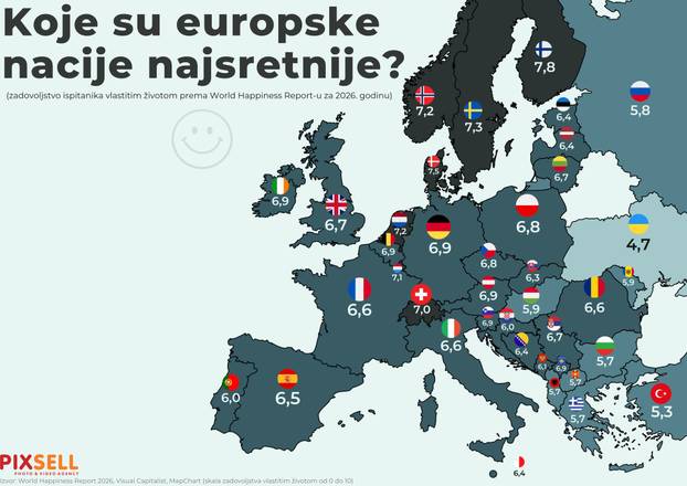 Infografika: Koje su europske nacije najsretnije?