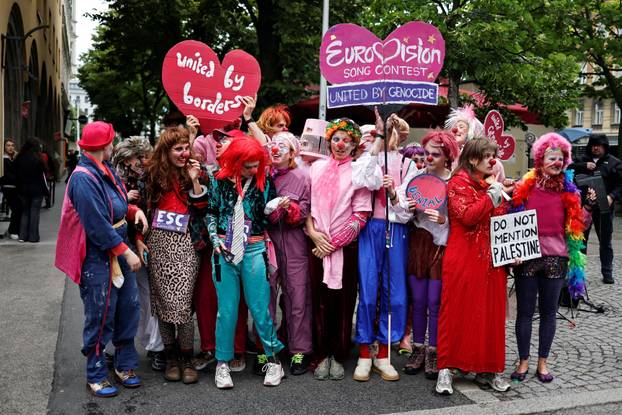 People protest against Eurovision and Israel's participation, in Vienna