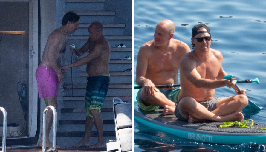FOTO Woody uživa kao dijete: Istuširao Borata, pa veslao s McCounaghyem kod Dubrovnika