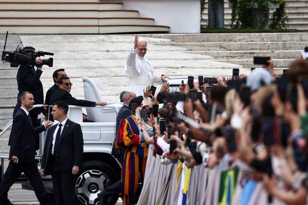 Pope Leo XIV holds his first general audience in St. Peter's Square at the Vatican