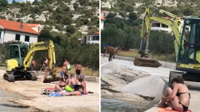 A je to?! Turisti se sunčali, a on krenuo bagerom 'ravnati' plažu