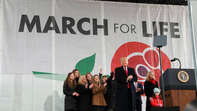 U.S. President Trump takes the stage to address the 47th annual March for Life in Washington