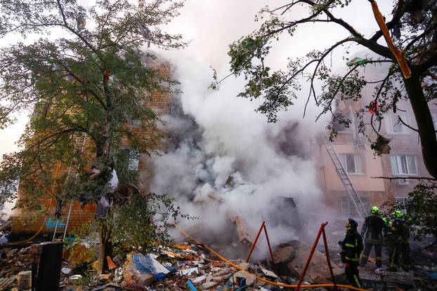 Aftermath of a Russian missile and drone attack in Kyiv
