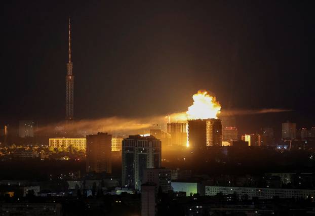 Russian drone and missile strike in Kyiv