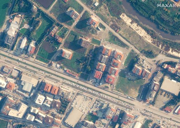 A satellite image shows buildings before an earthquake in Antakya