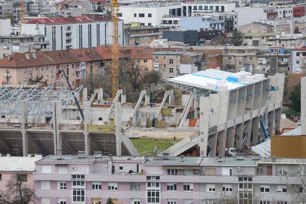 Zagreb: Pogled na izgradnju stadiona u Kranjčevićevoj ulici 