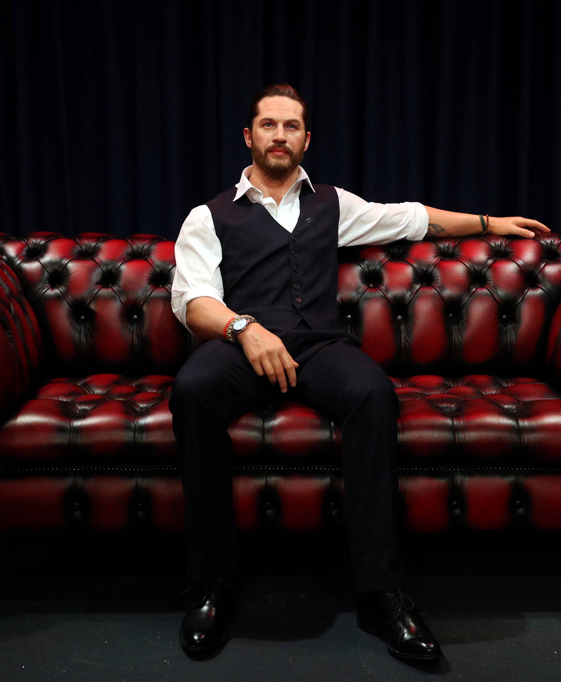 Madame Tussauds' unveils its new wax figure of British actor Tom Hardy which has a soft warm chest and a beating heart, in London