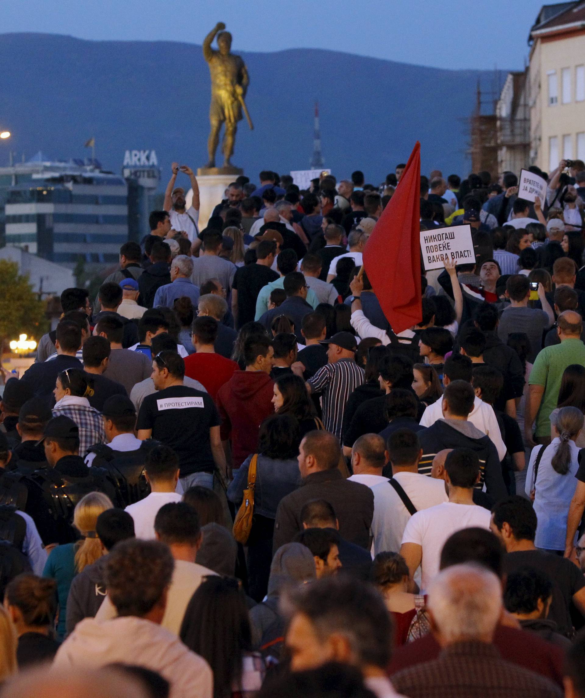 Protesters demonstrate against Macedonian government in Skopje