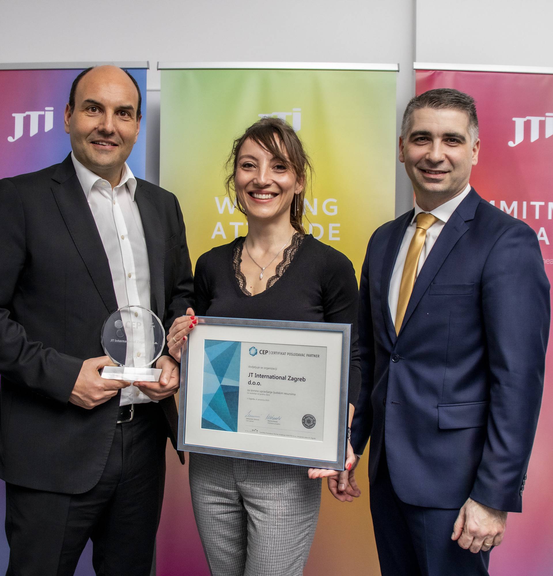 Certifikat Poslodavac Partner dodijeljen tvrtki JTI