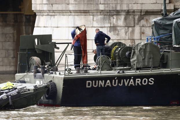 Ship accident on the Danube river in Budapest