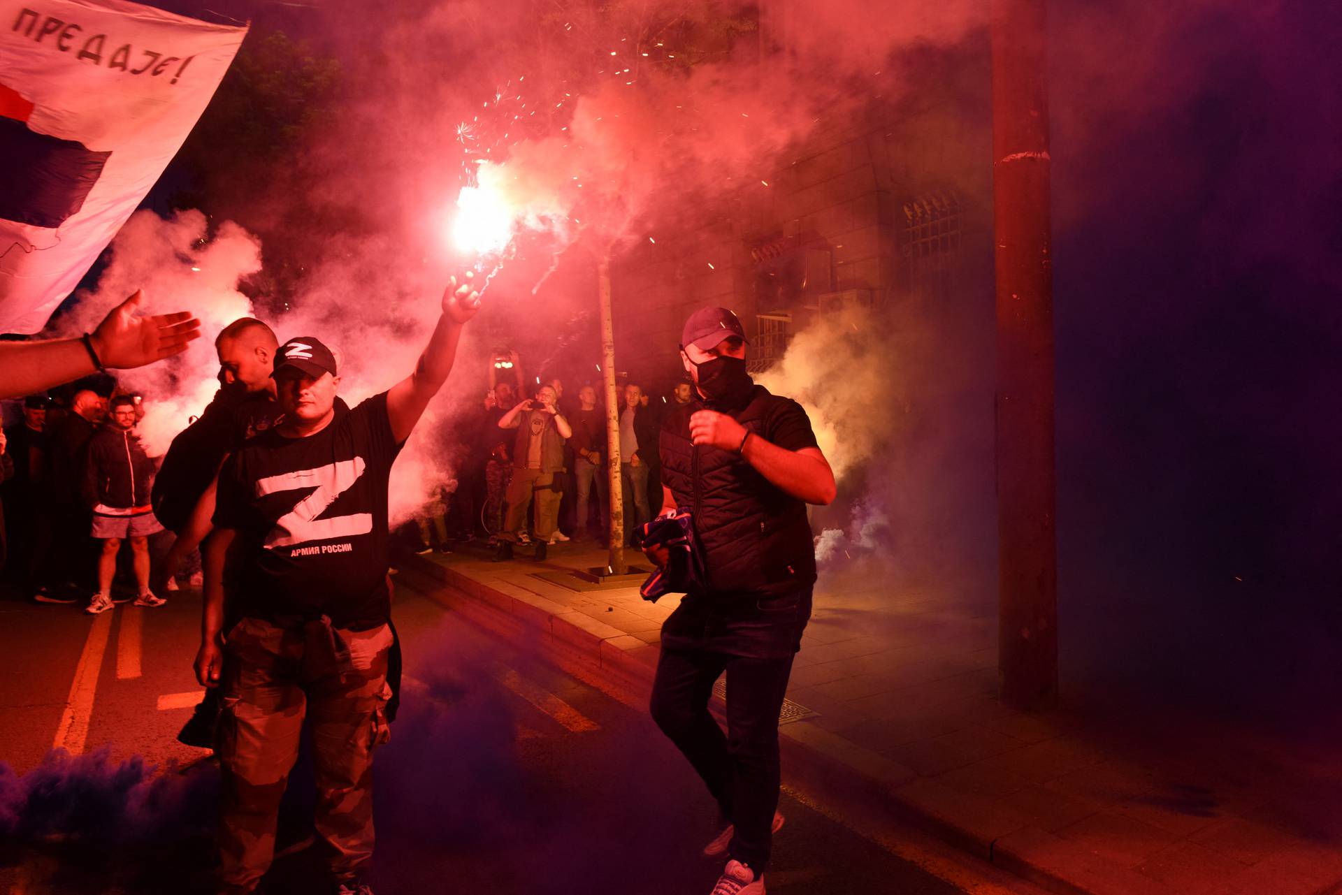 Protest against the Serbian authorities for voting to suspend Russia's membership in the UN Human Rights Council in Belgrade