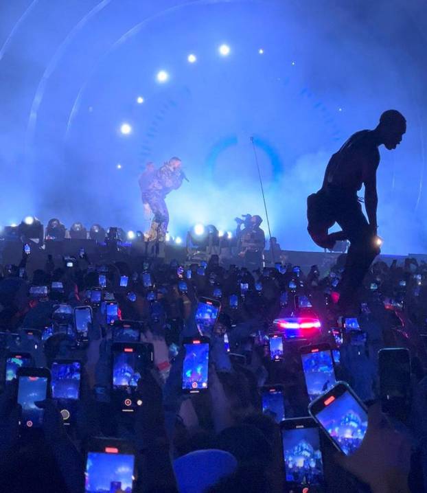 Ambulance is seen in the crowd during the Astroworld music festiwal in Houston