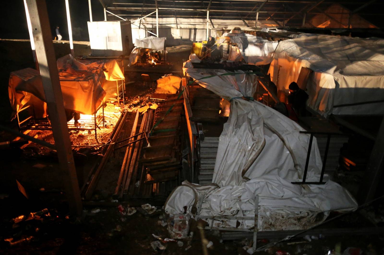 A shelter is seen at camp "Lipa" after it was closed, in Bihac