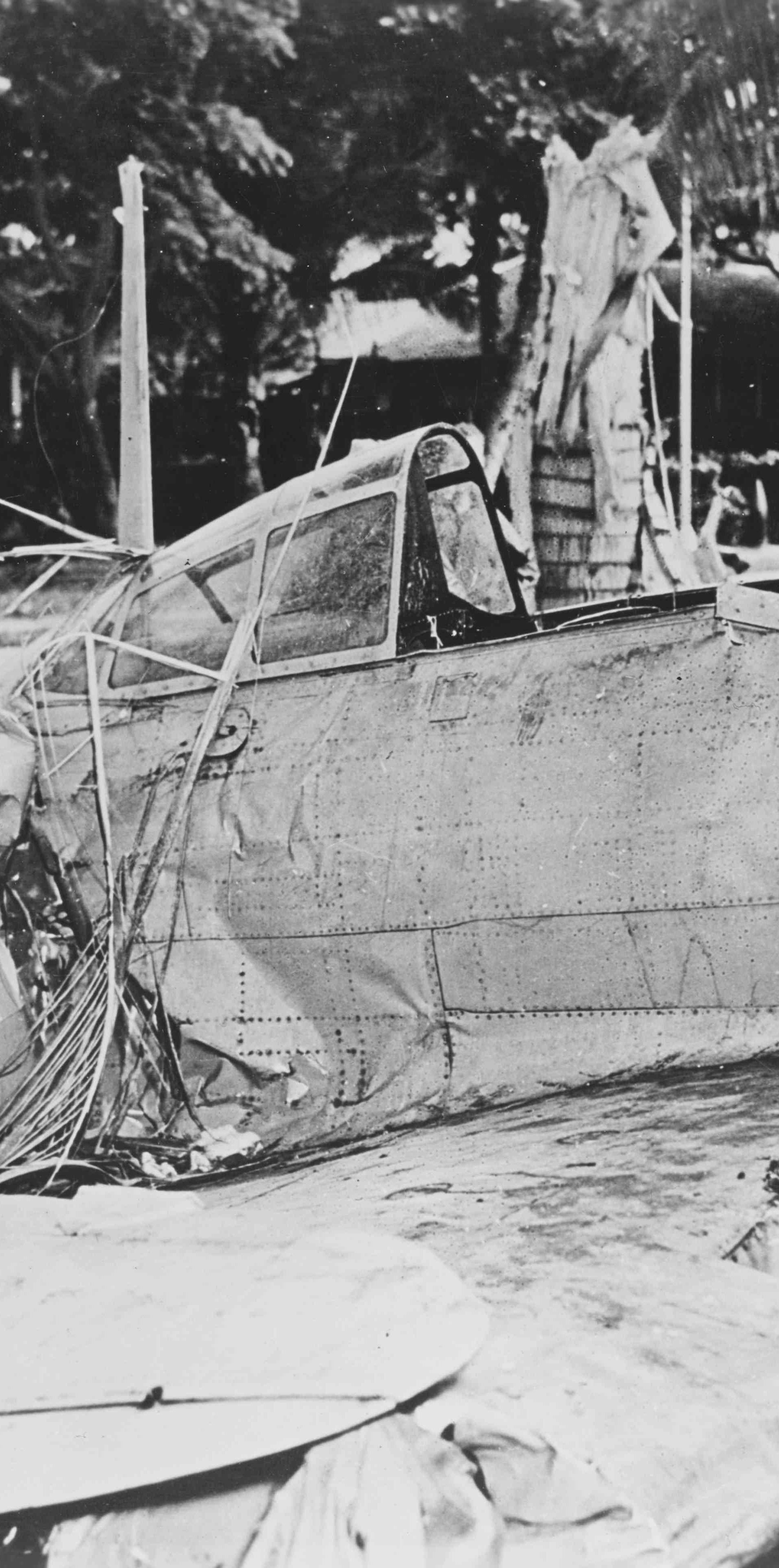 Archive photo of a Japanese Type 00 (Zero) fighter is seen after it crashed during the attack at Fort Kamehameha